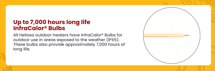 Up to 7,000 hours long life InfraCalor® Bulbs